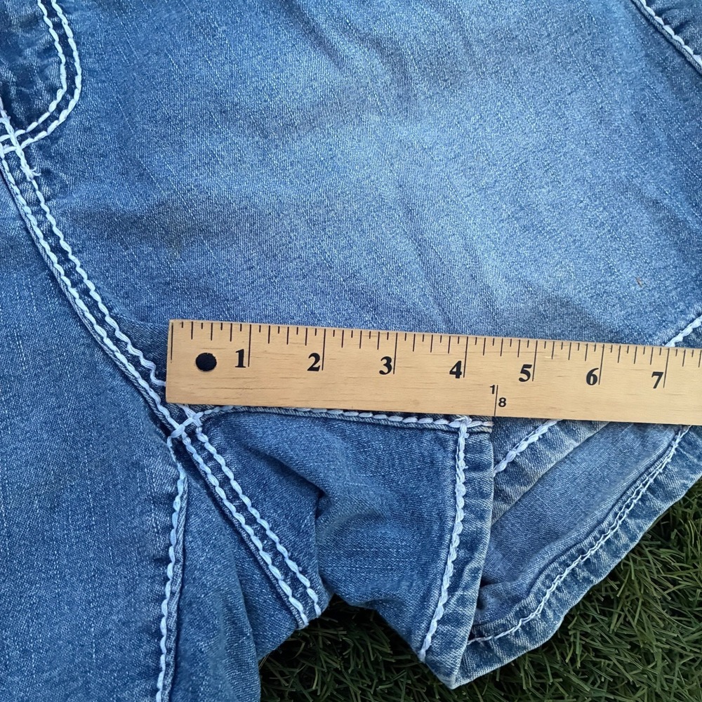Piper & Blue Womens 20W 40x4 Medium Wash Distressed Denim Shorts Contrast Stitch - Picture 6 of 7